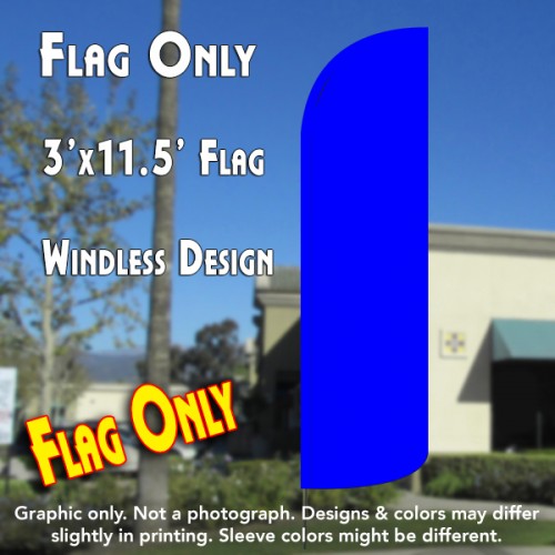 Solid Blue Windless Polyknit Feather Flag (3 x 11.5 feet)