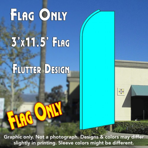 Solid CYAN (Light Blue) Flutter Feather Banner Flag (11.5 x 3 Feet)