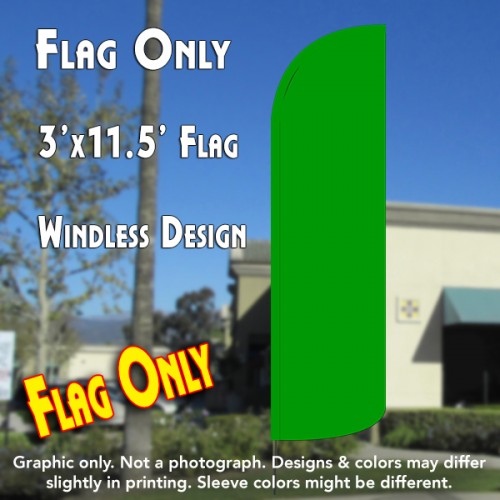 Solid Green Windless Polyknit Feather Flag (3 x 11.5 feet)