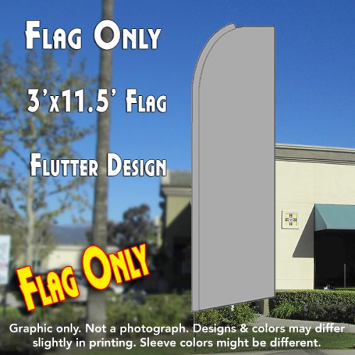 Solid METALLIC SILVER Flutter Feather Banner Flag (11.5 x 3 Feet)
