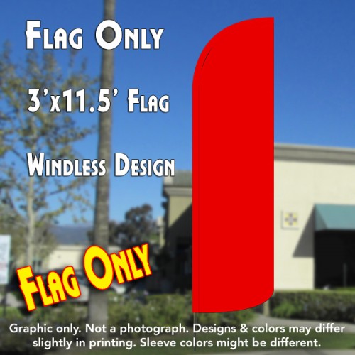 Solid Red Windless Polyknit Feather Flag (3 x 11.5 feet)
