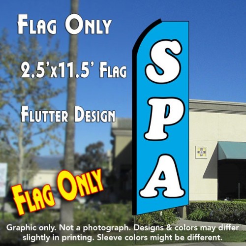 SPA (Blue) Flutter Feather Banner Flag (11.5 x 2.5 Feet)