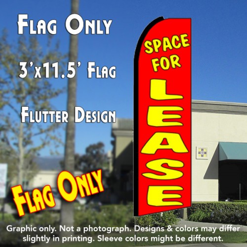 SPACE FOR LEASE (Red) Flutter Feather Banner Flag (11.5 x 3 Feet)