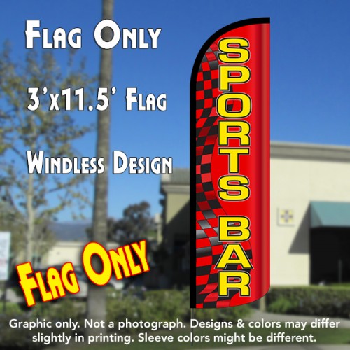Sports Bar (Red/Yellow) Windless Polyknit Feather Flag (3 x 11.5 feet)