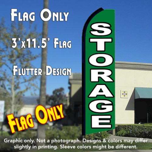STORAGE (Green) Flutter Feather Banner Flag (11.5 x 3 Feet)