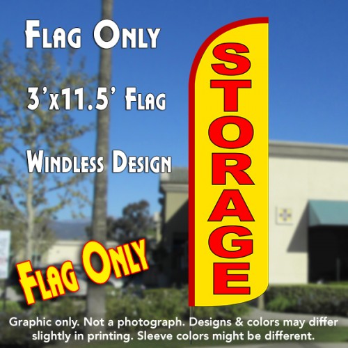 Storage (Yellow/Red) Windless Polyknit Feather Flag (3 x 11.5 feet)