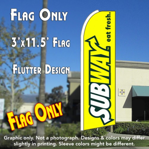 SUBWAY (Yellow) Flutter Feather Banner Flag (11.5 x 3 Feet)