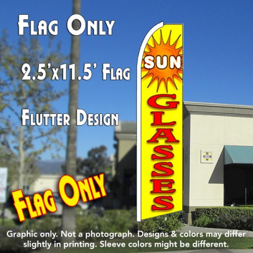 SUNGLASSES (Yellow) Flutter Feather Banner Flag (11.5 x 2.5 Feet)