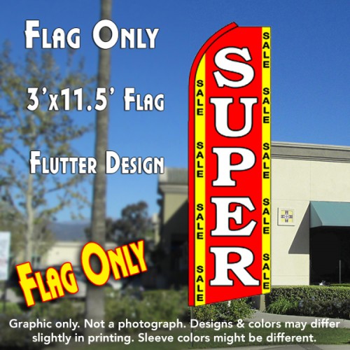 SUPER SALE (Red/Yellow) Flutter Feather Banner Flag (11.5 x 3 Feet)