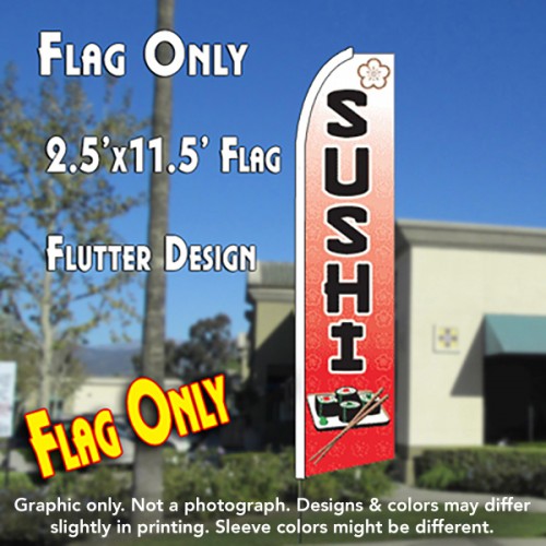 SUSHI (Rolls) Flutter Feather Banner Flag (11.5 x 2.5 Feet)