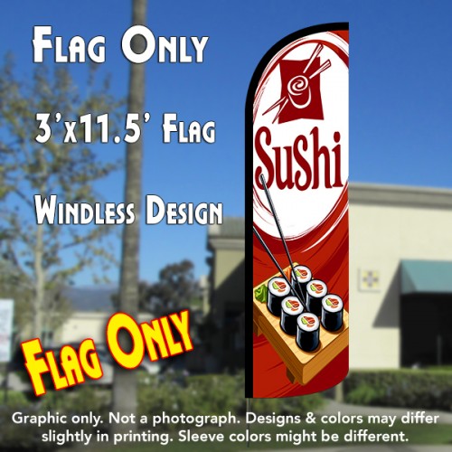 Sushi Windless Polyknit Feather Flag (3 x 11.5 feet)
