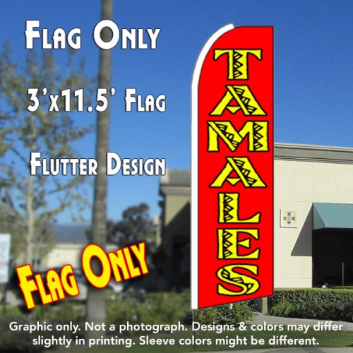 TAMALES (Red) Flutter Feather Banner Flag (11.5 x 3 Feet)