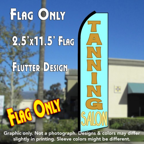TANNING SALON (Cyan/Gold) Flutter Polyknit Feather Flag (11.5 x 2.5 feet)