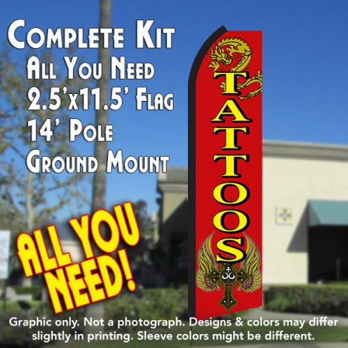 tattoos feather banner flag kit