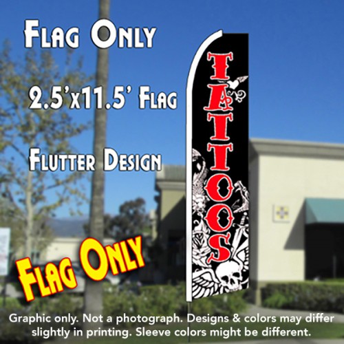 skull tattoos flutter feather banner flag