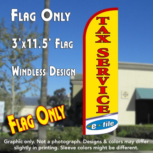 Tax Service e-file (Yellow/Red) Windless Polyknit Feather Flag (3 x 11.5 feet)