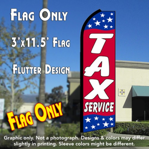 TAX SERVICE (Red/Stars) Flutter Feather Banner Flag (11.5 x 3 Feet)