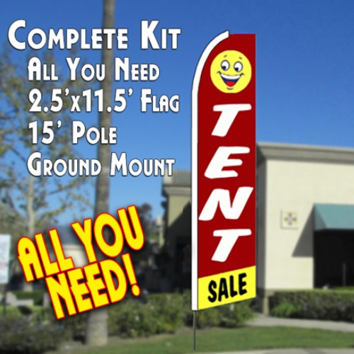 TENT SALE (Red/Yellow) Flutter Feather Banner Flag Kit (Flag, Pole, & Ground Mt)