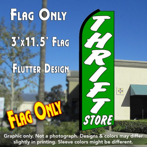 THRIFT STORE (Green) Flutter Feather Banner Flag