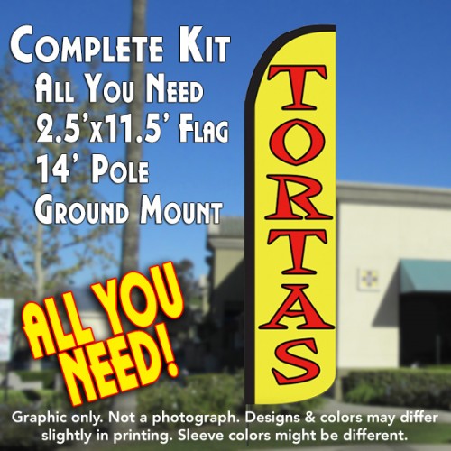 TORTAS Windless Feather Banner Flag Kit (Flag, Pole, & Ground Mt)