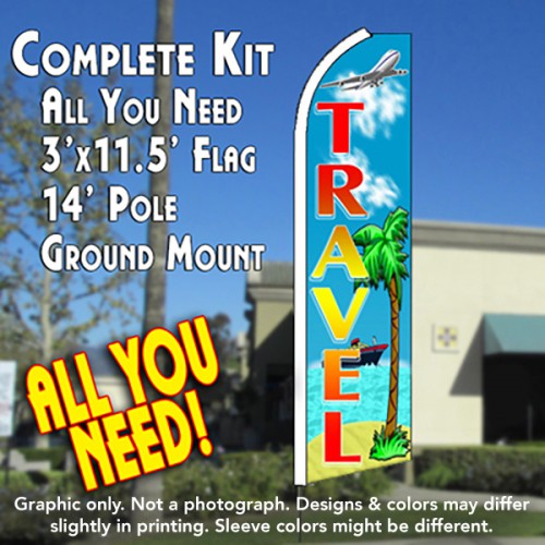 Travel Flutter Feather Banner Flag Kit (Flag, Pole, & Ground Mt)