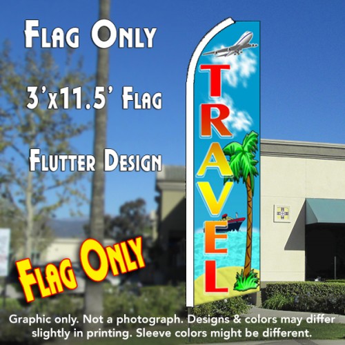 Travel Flutter Feather Banner Flag (11.5 x 3 Feet)