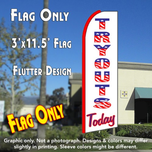 TRYOUTS TODAY (White) Flutter Feather Banner Flag (11.5 x 3 Feet)