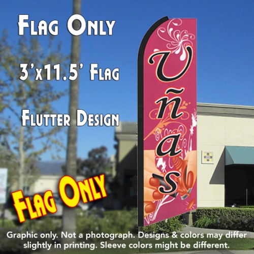 UNAS (Nails) Flutter Feather Banner Flag (11.5 x 3 Feet)