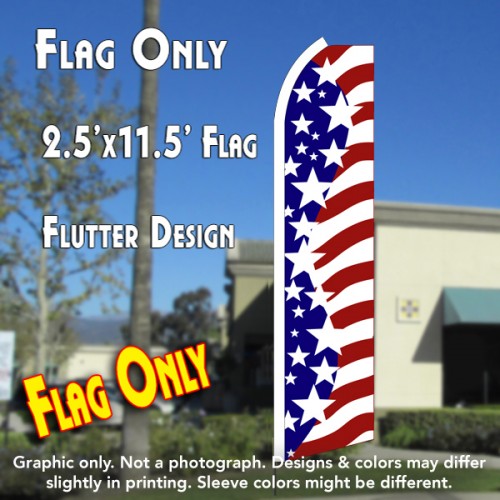USA AMERICAN STARS Flutter Polyknit Feather Flag (11.5 x 2.5 feet)