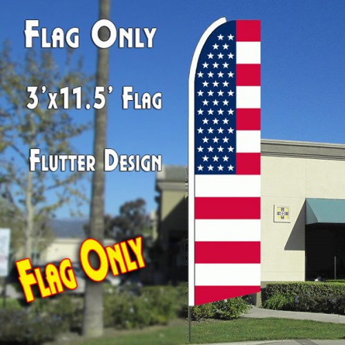 USA OLD GLORY (Flag Pattern) Flutter Feather Banner Flag (11.5 x 3 Feet)