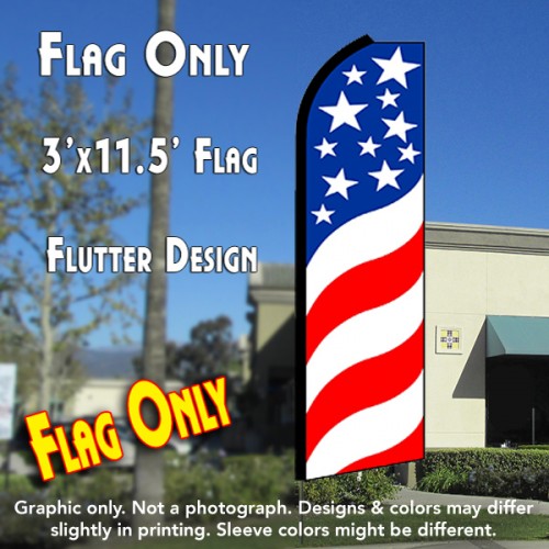 USA SWIRLS Flutter Feather Banner Flag (11.5 x 3 Feet)