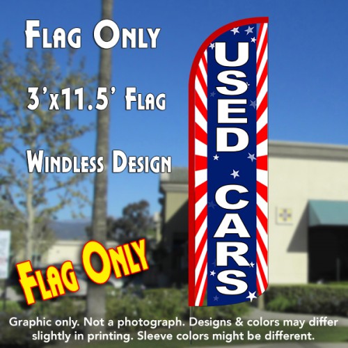 Used Cars (Starburst) Windless Polyknit Feather Flag (3 x 11.5 feet)