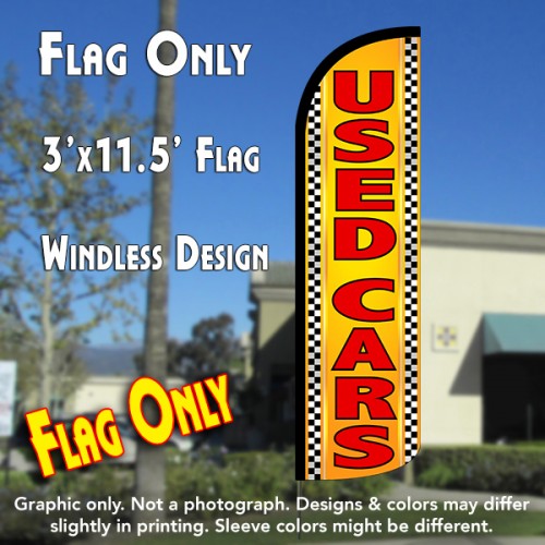 Used Cars Windless Polyknit Feather Flag (3 x 11.5 feet)