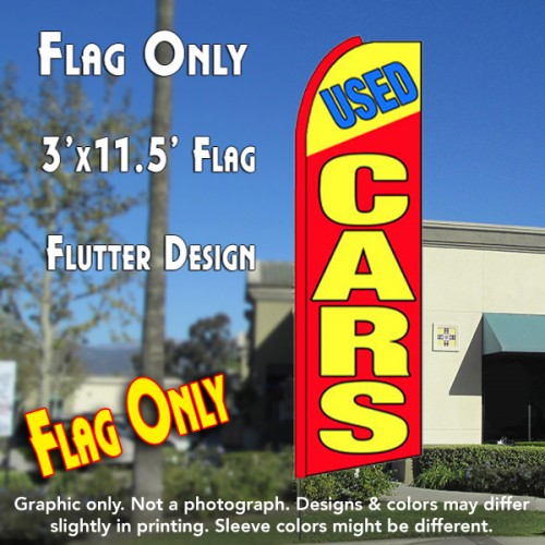 USED CARS (Yellow/Red) Flutter Feather Banner Flag (11.5 x 3 Feet)