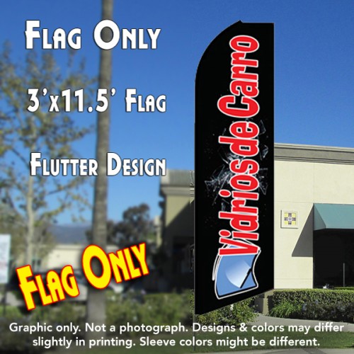VIDRIOS DE CARRO (Auto Glass) Flutter Feather Banner Flag (11.5 x 3 Feet)