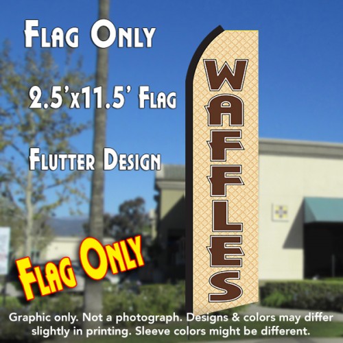 WAFFLES (Beige/Brown) Flutter Polyknit Feather Flag (11.5 x 2.5 feet)