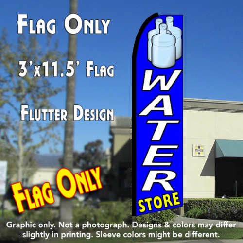WATER STORE (Blue) Flutter Feather Banner Flag (11.5 x 3 Feet)