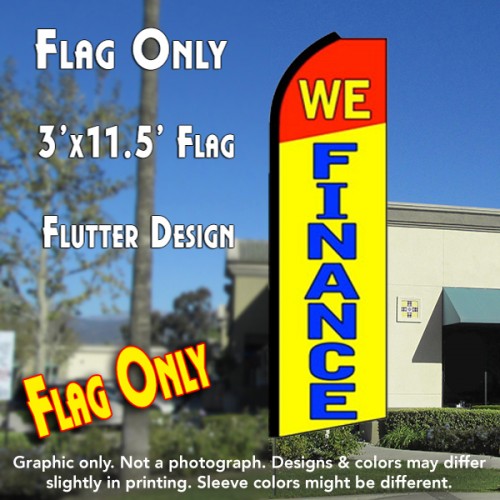 WE FINANCE (Red/Yellow) Flutter Feather Banner Flag (11.5 x 3 Feet)