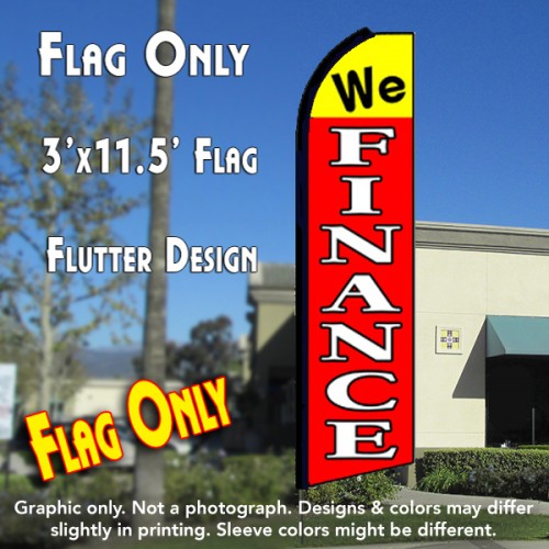WE FINANCE (Yellow/Red) Flutter Feather Banner Flag (11.5 x 3 Feet)