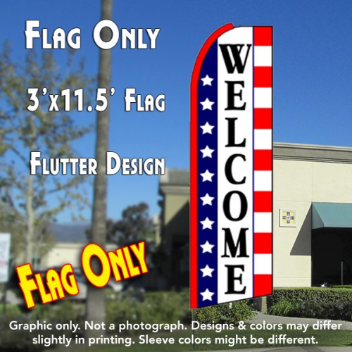 WELCOME (Stars & Stripes) Flutter Feather Banner Flag (11.5 x 3 Feet)