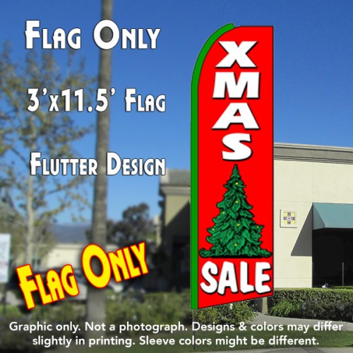 XMAS SALE (Red) Flutter Feather Banner Flag (11.5 x 3 Feet)