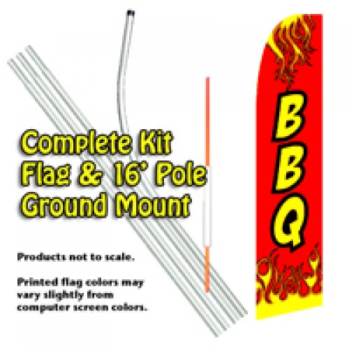 BBQ (Red)  Feather Banner Flag Kit (Flag, Pole, & Ground Mt)