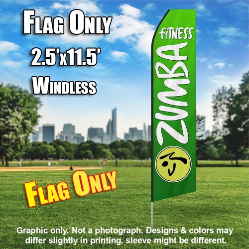ZUMBA FITNESS green white flutter flag