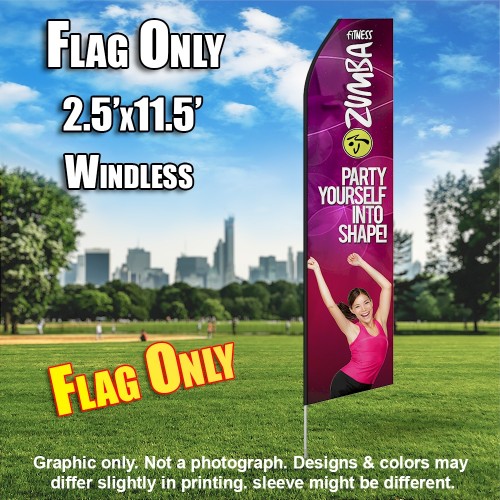 ZUMBA FITNESS party yourself into shape flutter flag