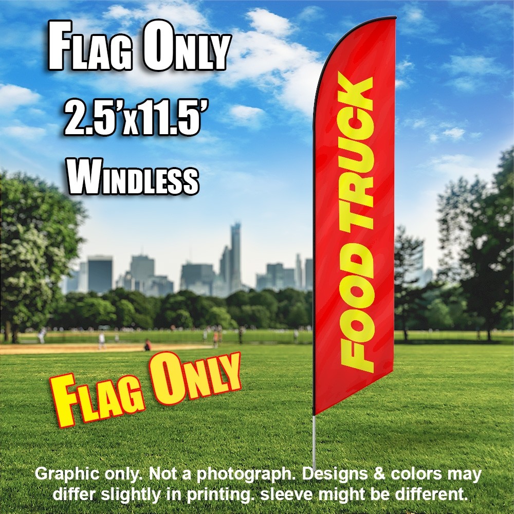Food Truck (Red/Yellow) Windless Polyknit Feather Flag ...