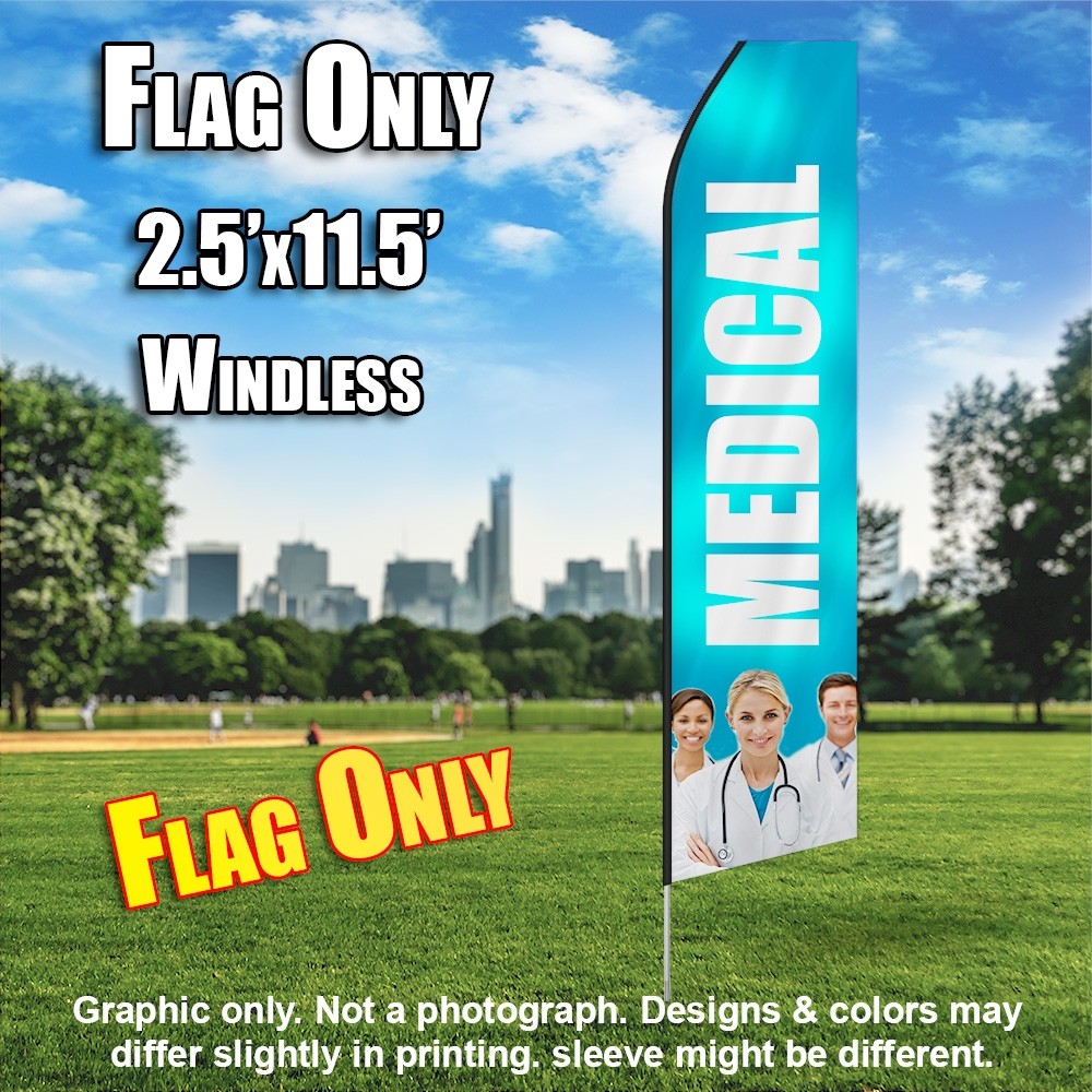 Windless Swooper Feather Flag Tall Banner Sign Only 3’ Wide HOT SALE BLUE WHITE 
