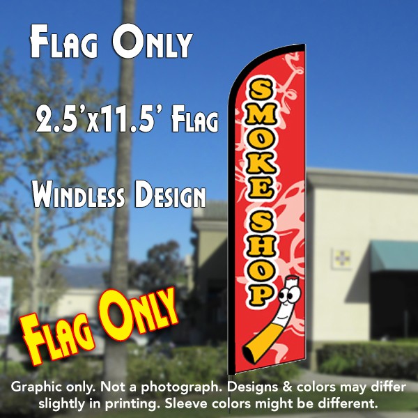 Windless Swooper Flag 3x11.5 ft Tall Feather Banner Sign yz VAPE SMOKE SHOP 