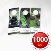 1000 Door Hangers - Color Front/Color Back   4.25"X 11" Die Cut on 14PT with UV