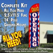 GRAND OPENING (Sunburst) Windless Feather Banner Flag Kit (Flag, Pole, & Ground Mt)