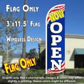 Now Open (Patriotic) Windless Polyknit Feather Flag (3 x 11.5 feet)